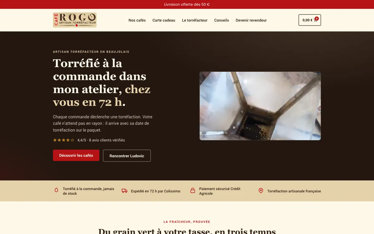 Capture du site Café Rogo
