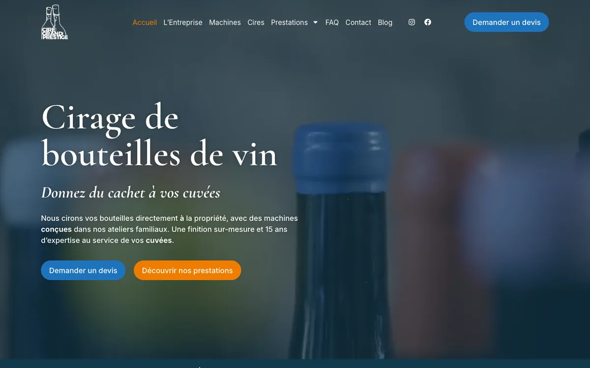 Capture du site Cire Grand Prestige