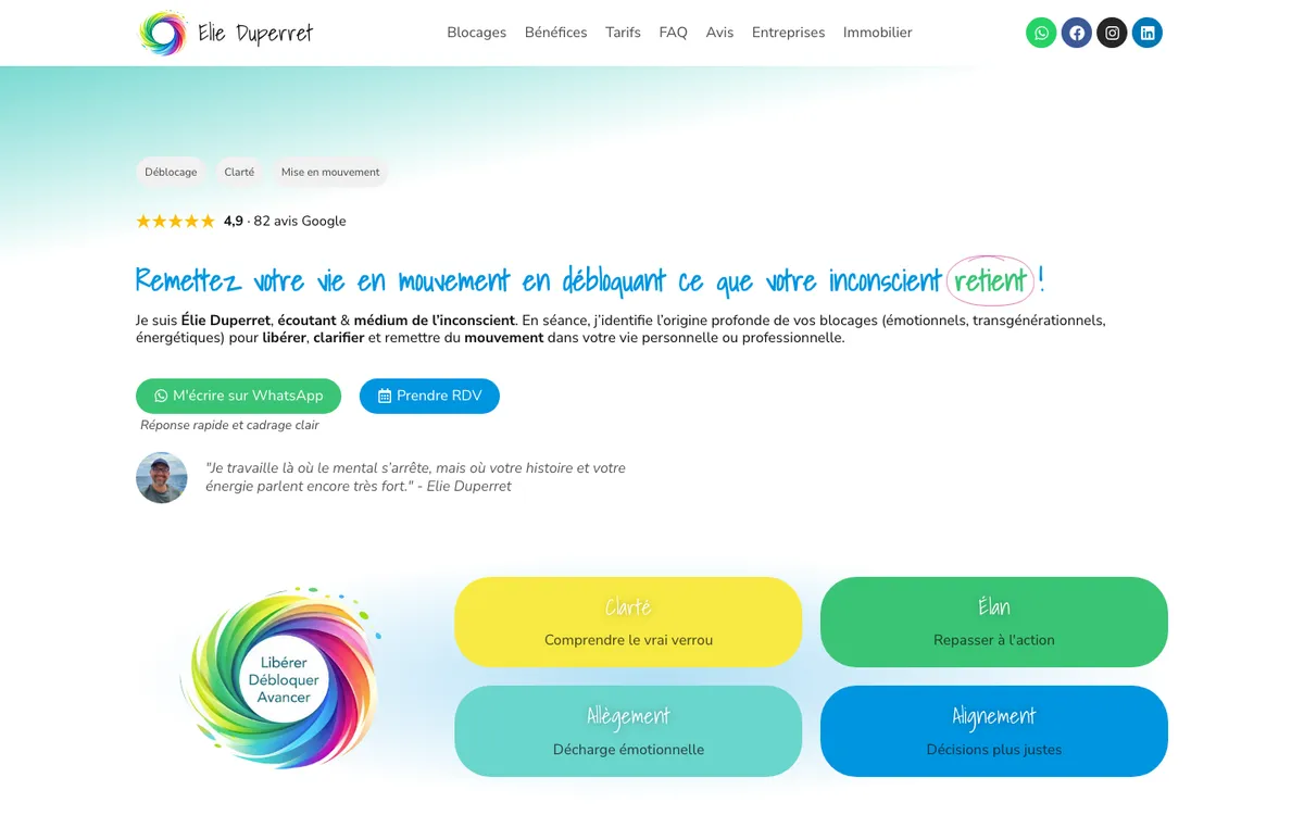 Capture du site Élie Duperret