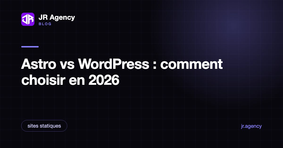 Logos Astro et WordPress face à face sur un établi d'agence web