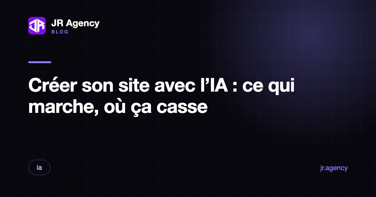 Écran partagé entre un prompt de génération de site par IA et le code produit